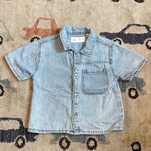 Zara Toddler Light Blue Denim Button-Up Shirt 2T
